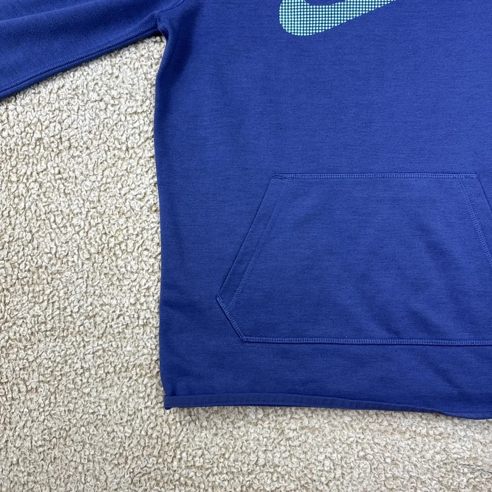 Nike Dri-FIT Hooded Pullover Hoodie Blue Men's S Lightweight L/S Check Logo